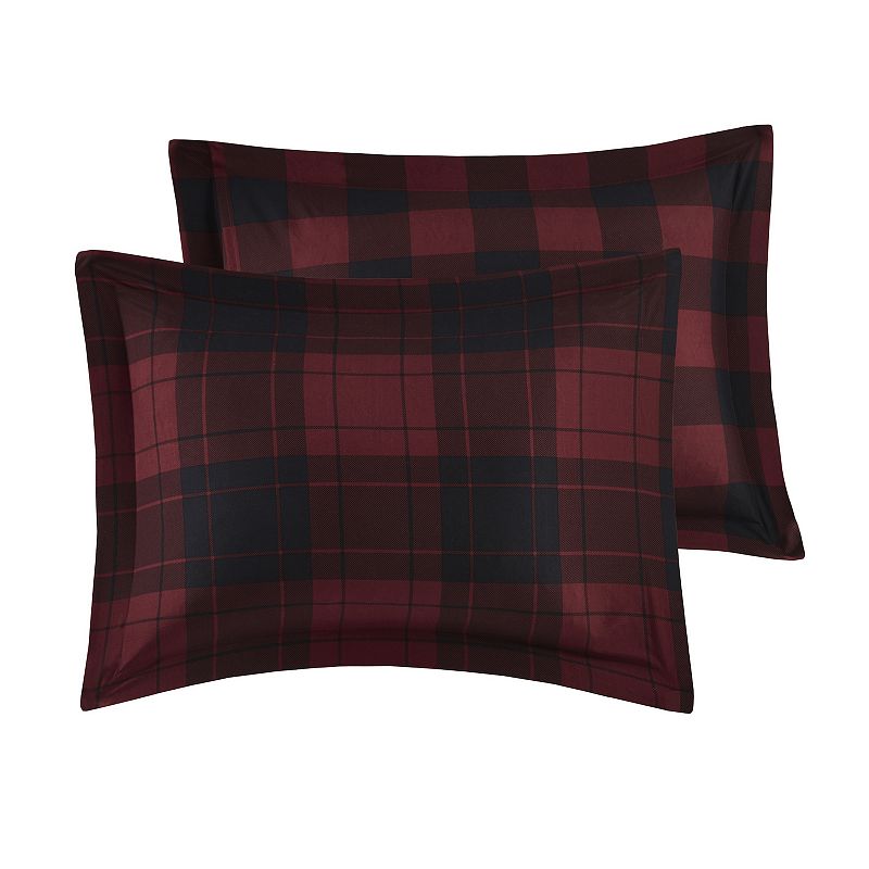 Madison Park Essentials Colebrook Reversible Red Buffalo Check Plaid Comforter Set with Sheets and Throw Pillow