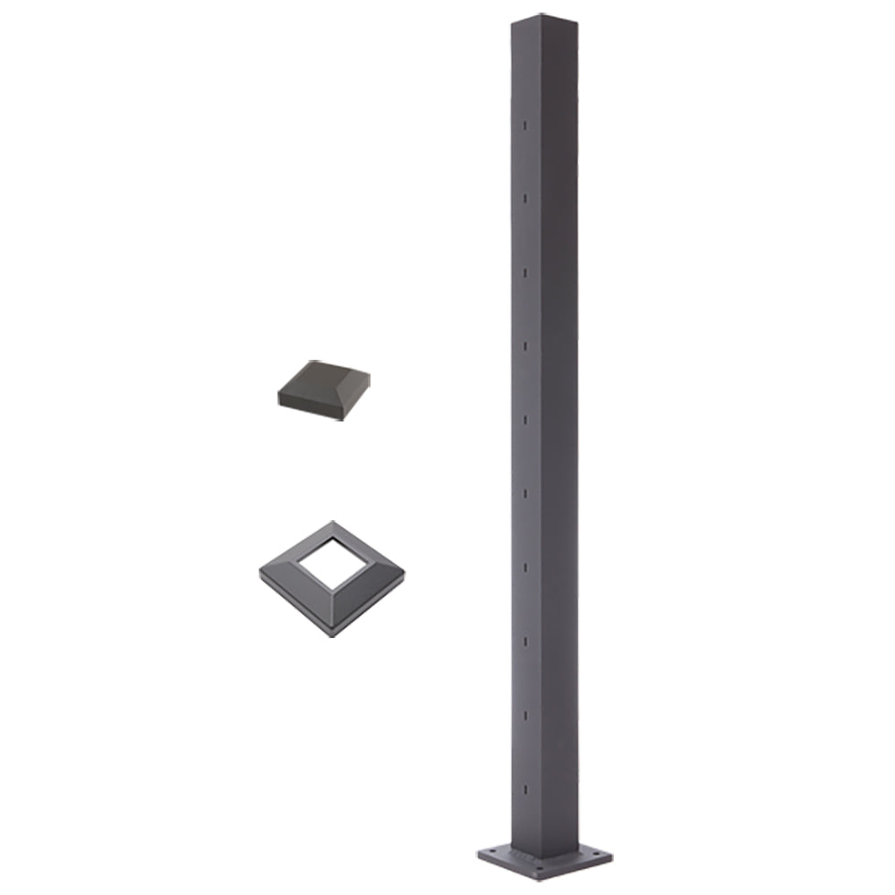 Deckorators Cable Stair Railing Middle Post Kit, Textured Black 49 in.