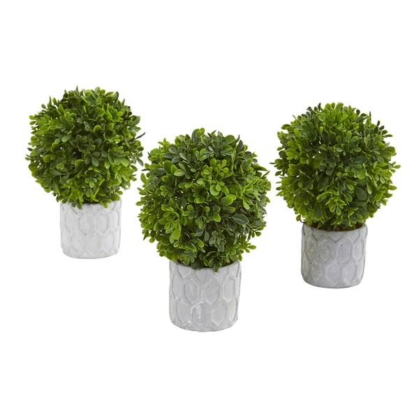 9 Boxwood Artificial Mini Topiary (Set of 3)