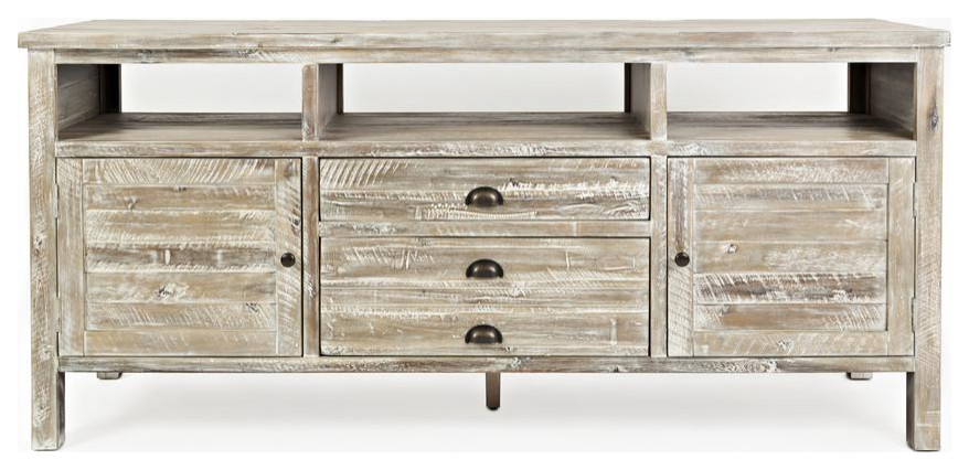 Artisan  x27s Craft 70 quotMedia Console   Washed Grey   Modern   Media Cabinets   by VirVentures  Houzz