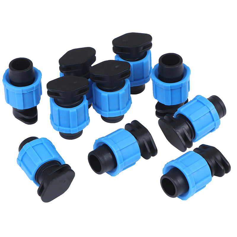 10PCS 16mm Drip Irrigation Tape End Plug Pipe Fitting Connectors Thread Lock