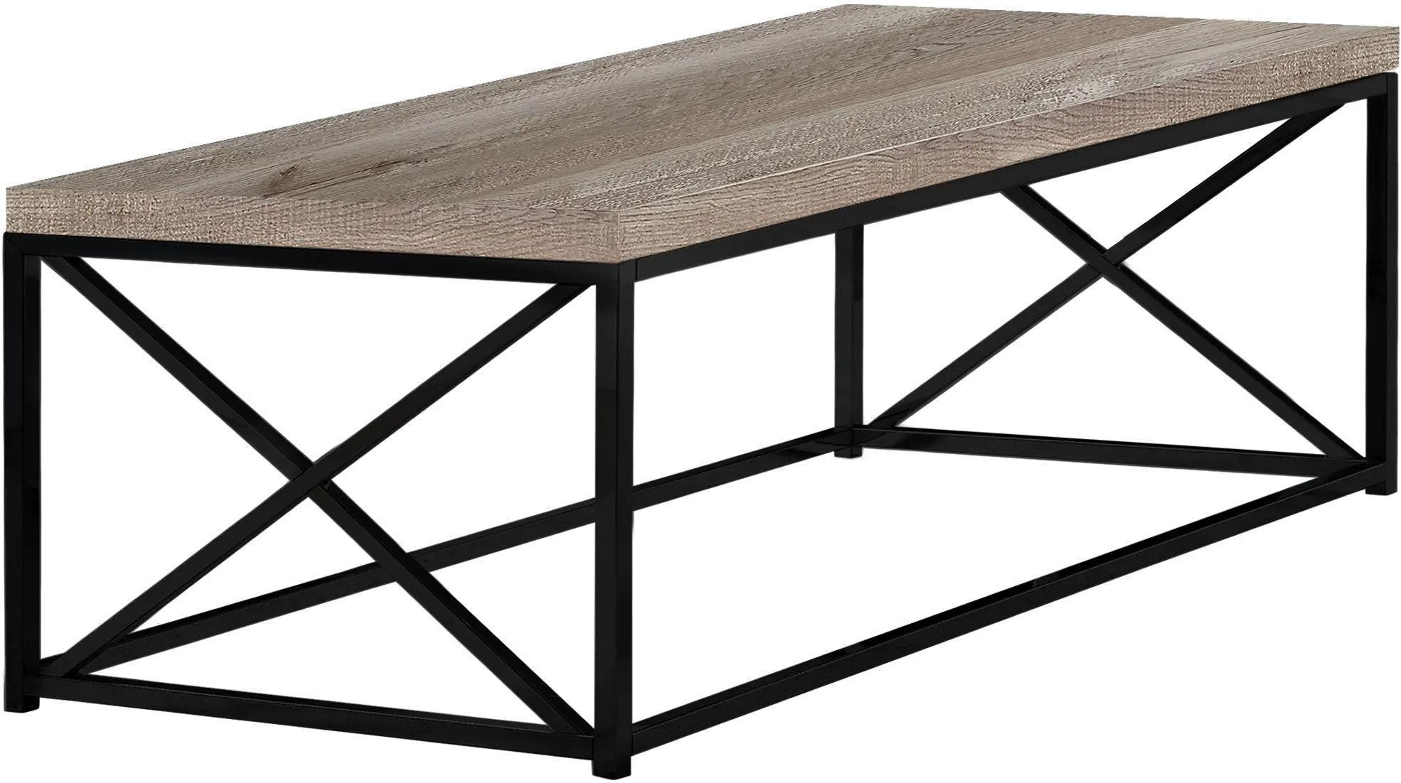 Industrial Taupe Wood Coffee Table with Black Base - Lewiston