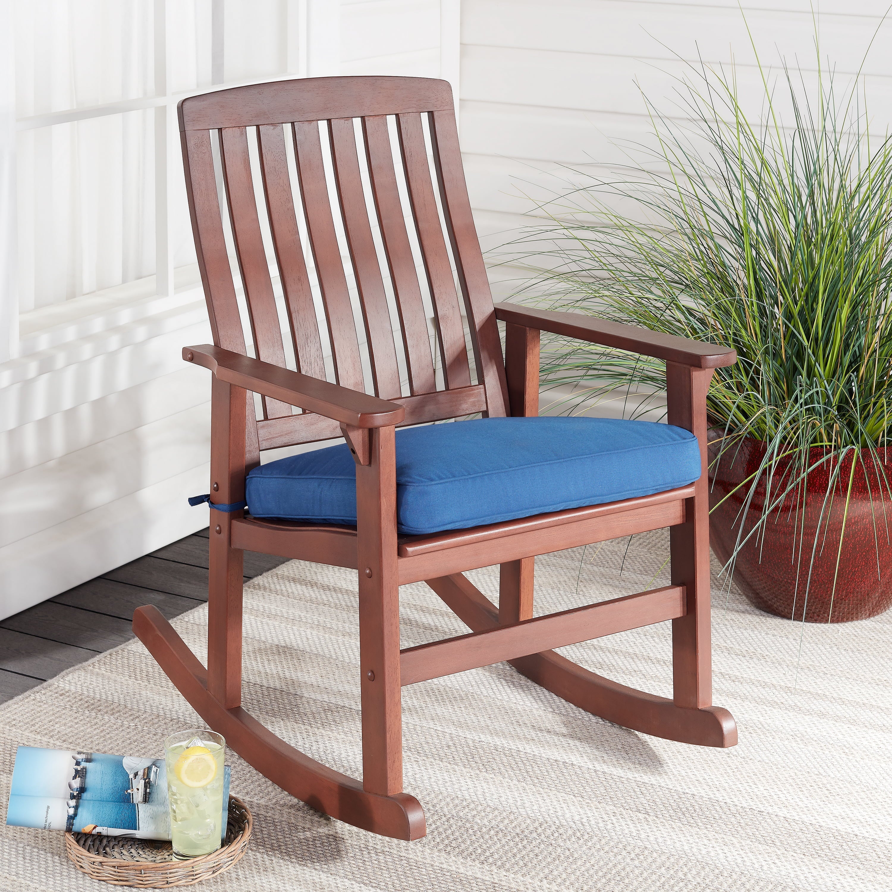 Better Homes & Gardens Delahey Wood Rocking Chair, Brown Finish