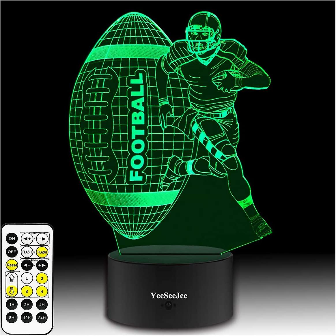 Football Gifts For Men 3d Illusion Lamp With 7 Colors Timer Remote Birthday Gifts For Boys Age 6 7 8 9 10 Year Old Boys Gifts (fotb 7cb)