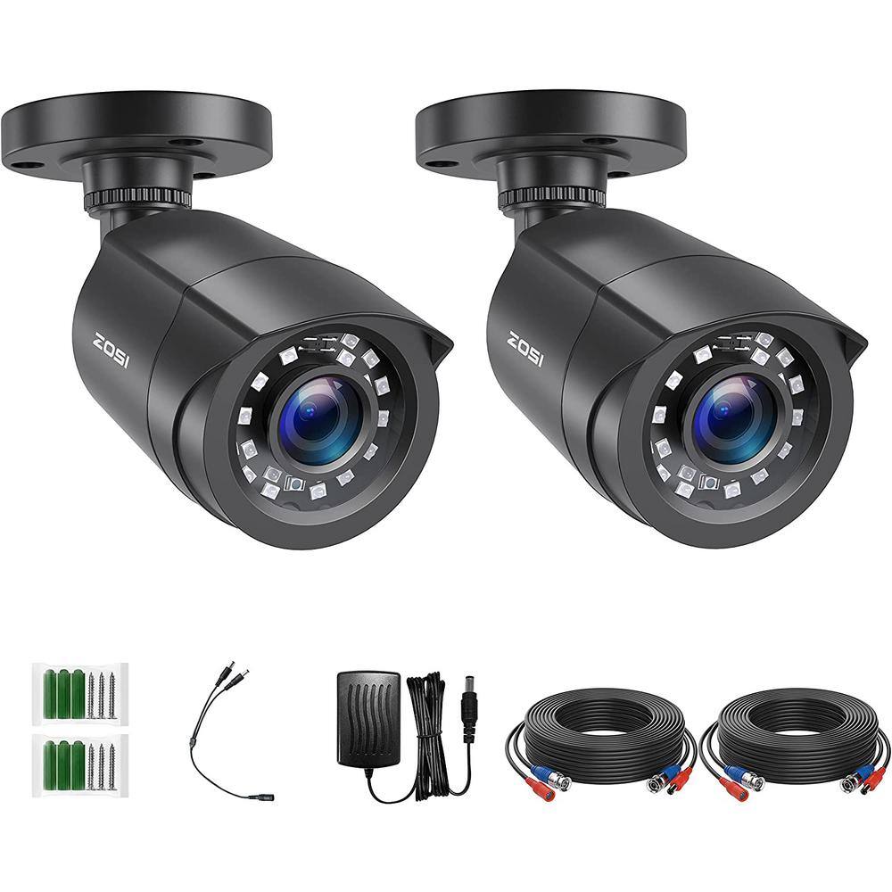 ZOSI Wired 1080P FHD Outdoor Bullet TVI Security Camera Compatible with TVI DVR (2-Pack) 2AK-1062B-BS-US