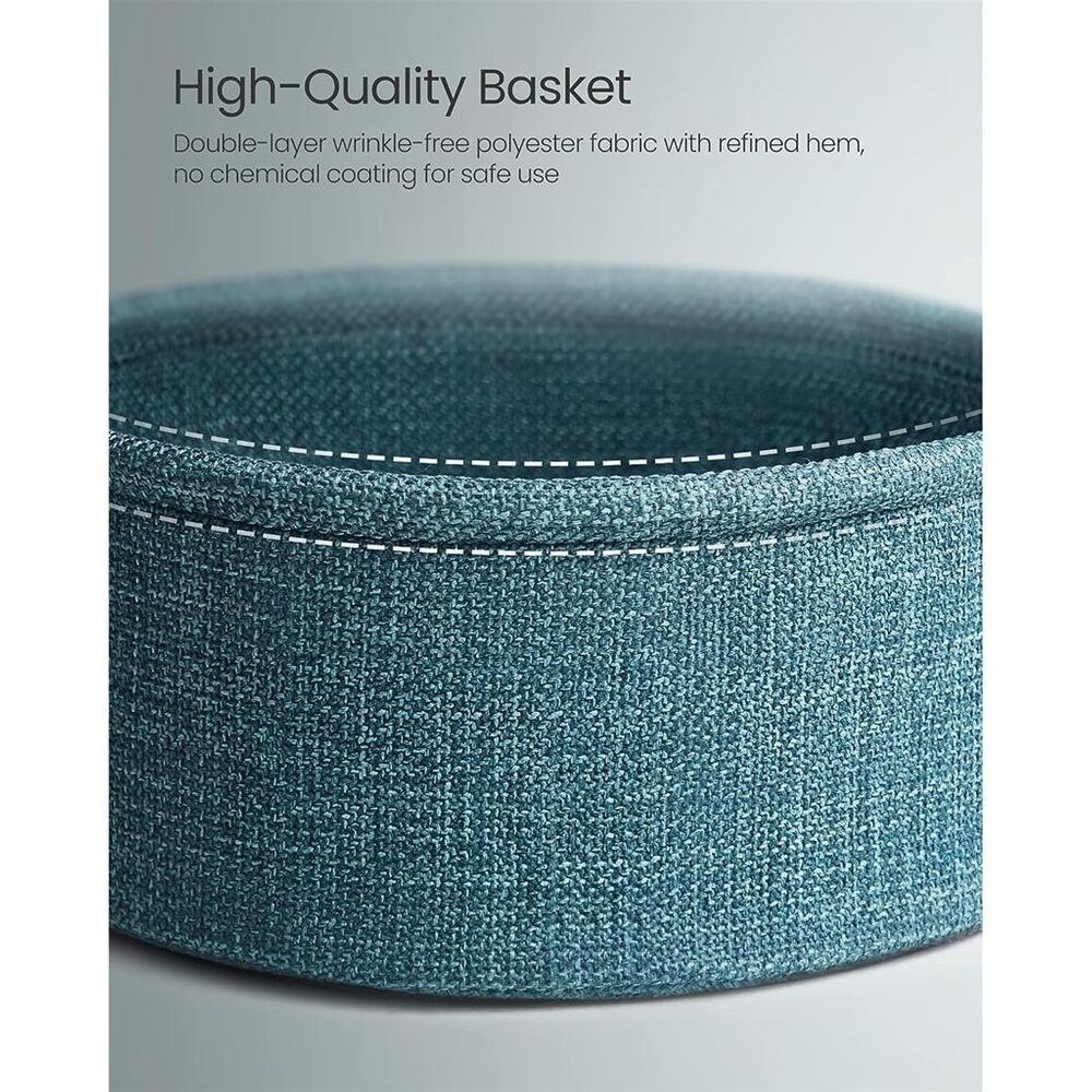 Modern Nightstand  Small Round Side End Table with Fabric Basket