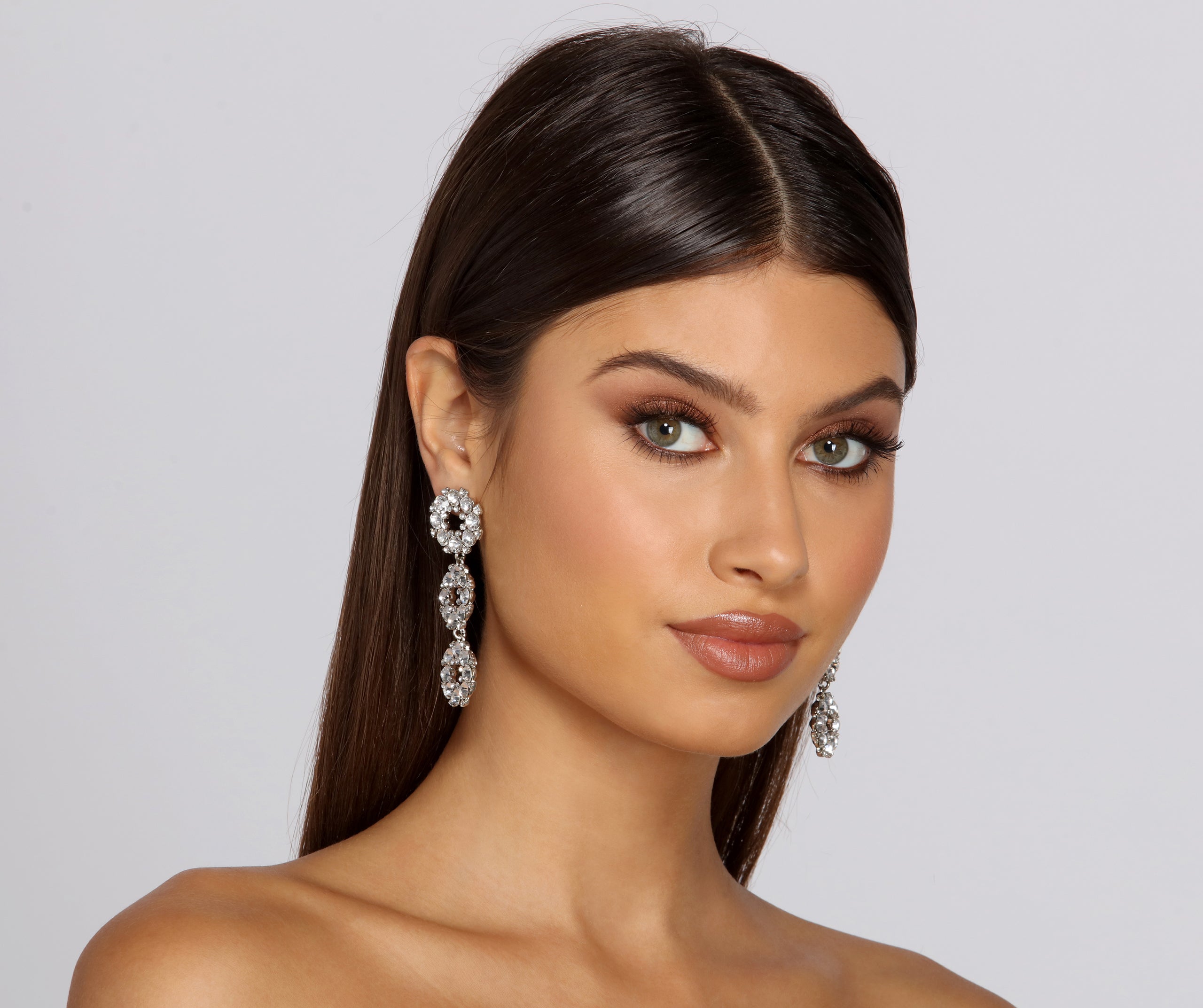 She Won't Settle Rhinestone Duster Earrings