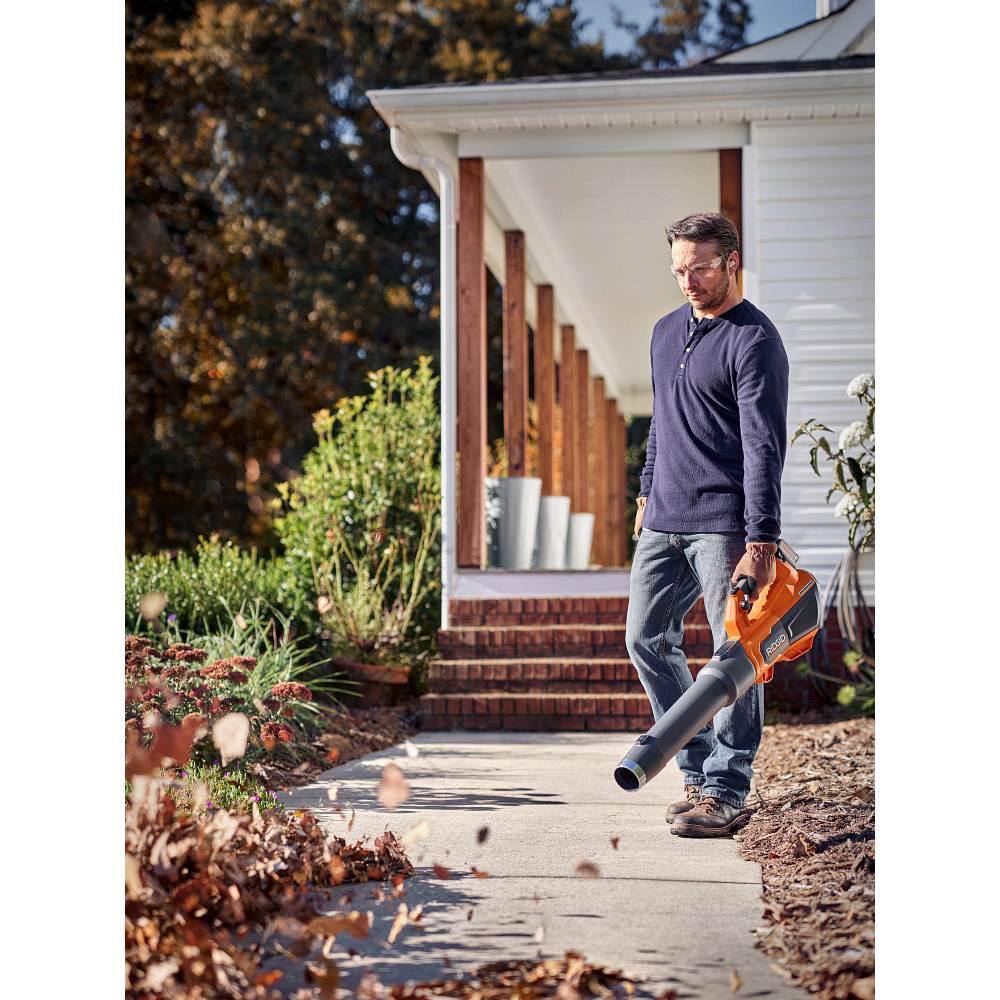 RIDGID 18V Brushless Cordless Blower Kit with 6.0 Ah MAX Output Battery Charger 6-Port Charger and 8.0 Ah MAX Output Battery R01601KVNM-AC86096-AC840080