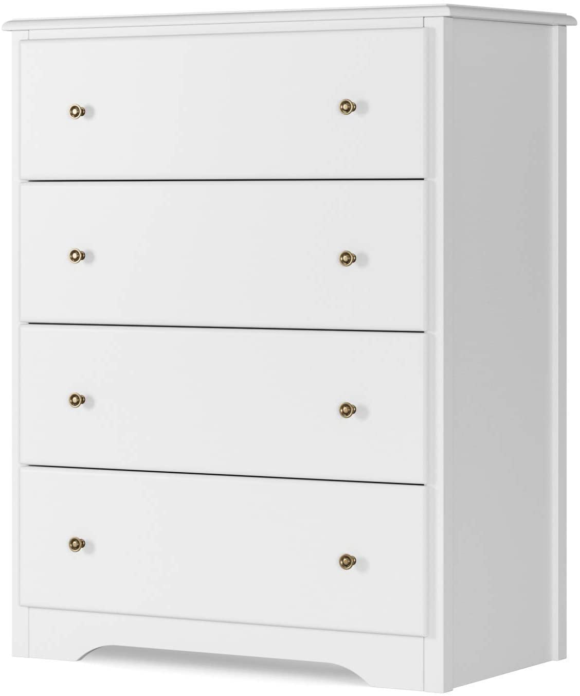 Homfa Dresser Chest, Modern Chest Organizer with 4 Drawers for Bedroom, White Finish