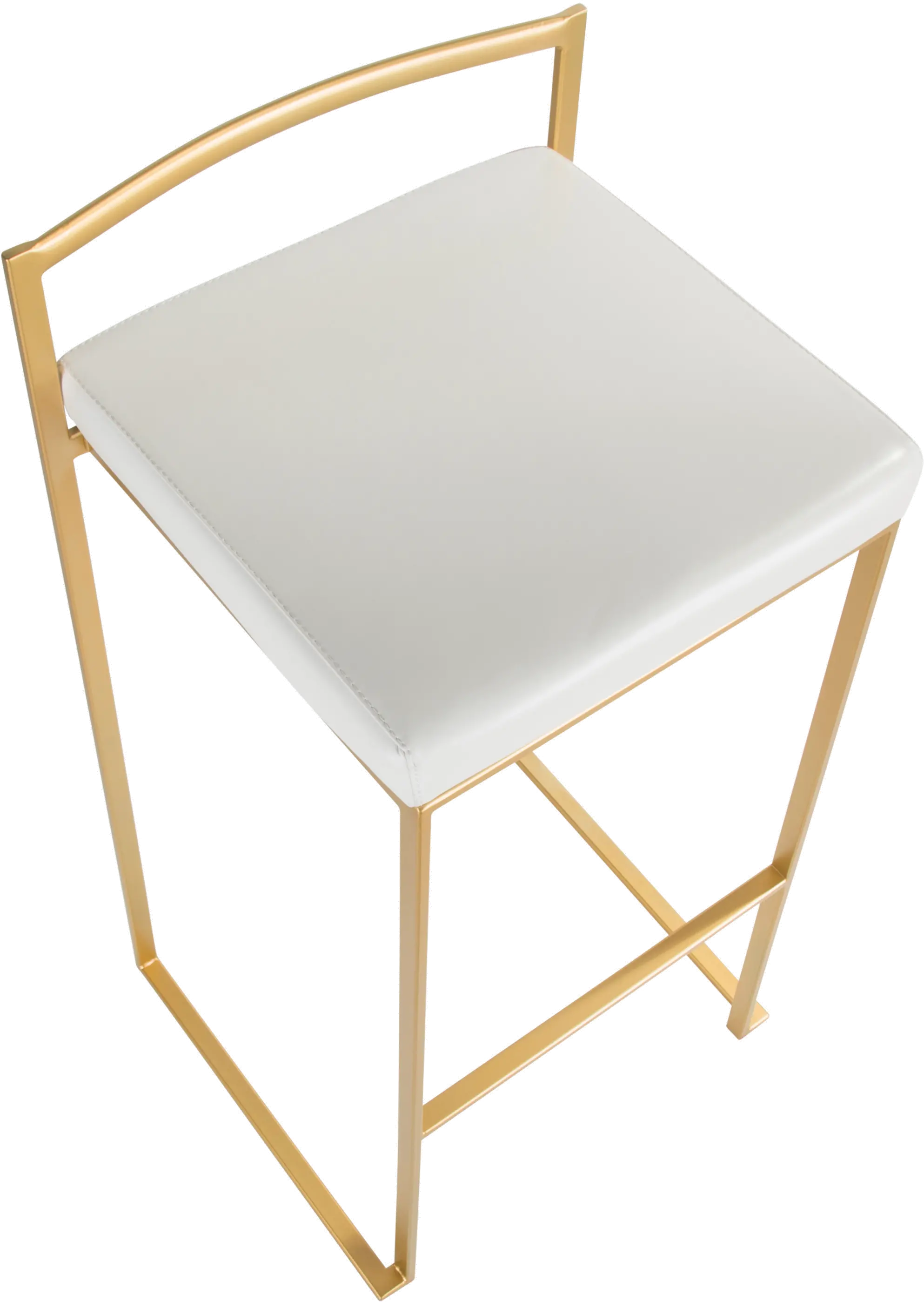 Fuji Gold and White Bar Stool with Low Back， Set of 2