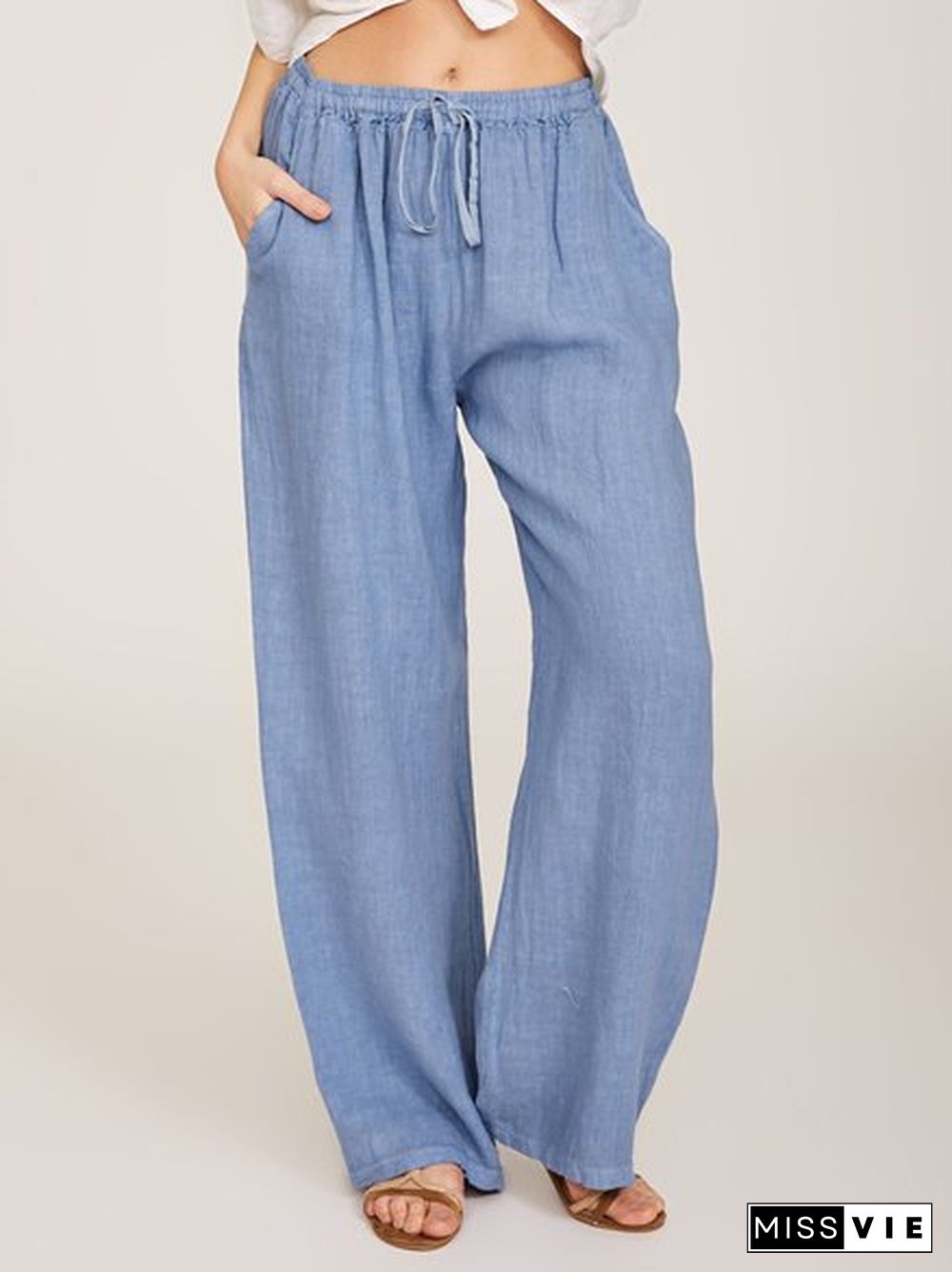 Wommer Solid Wide Leg Pants