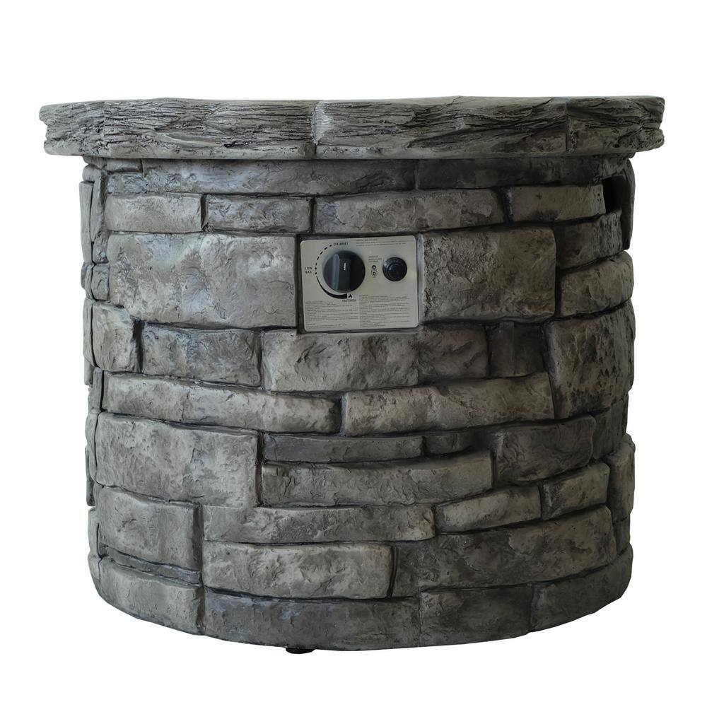 Noble House Xiomara 30 in. x 24 in. Circular MGO Propane Fire Pit in Grey 17025