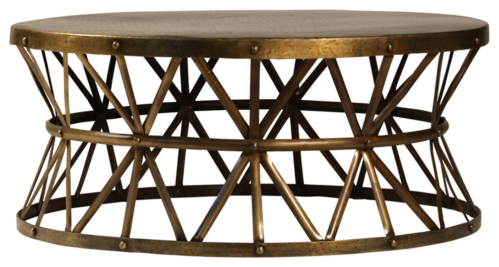 Brass Hammered Coffee Table   Traditional   Coffee Tables   by Design Mix Furniture  Houzz