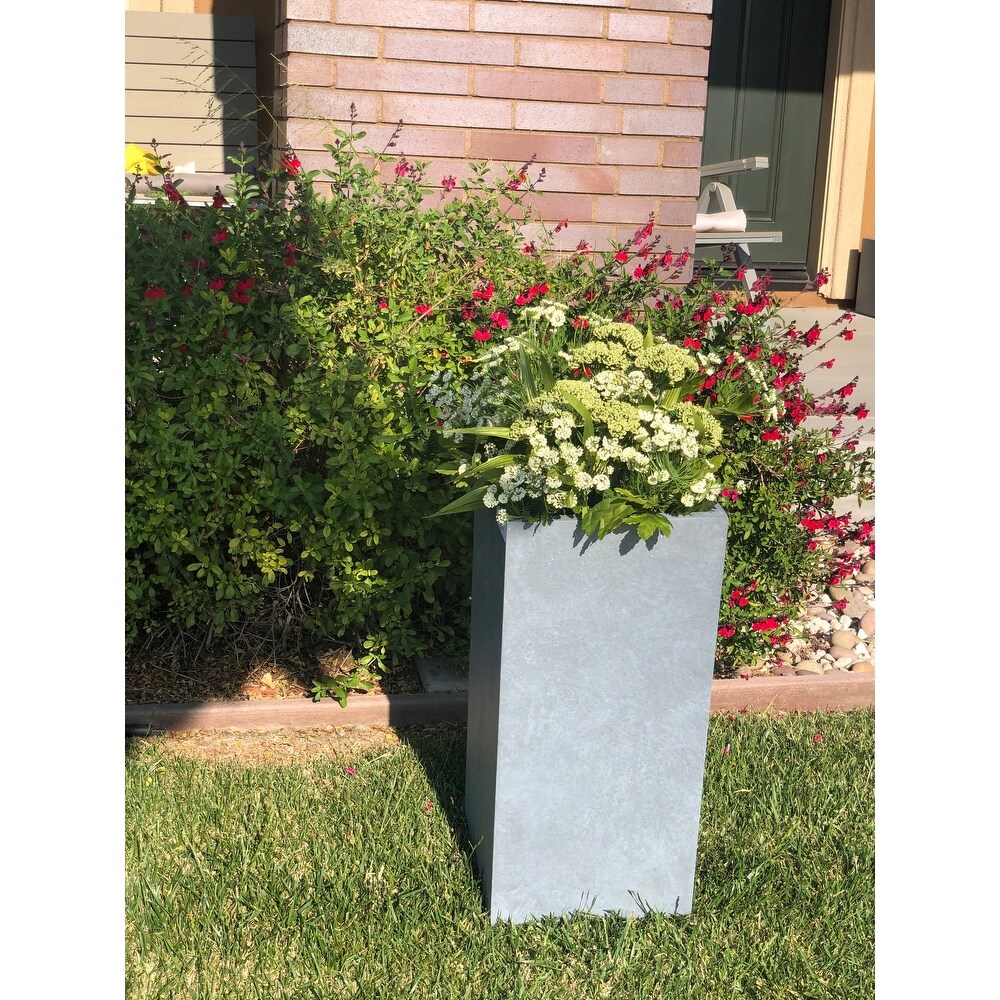 Durx litecrete Lightweight Concrete Cement Color Tall Planter Medium   11'x11'x23.6'