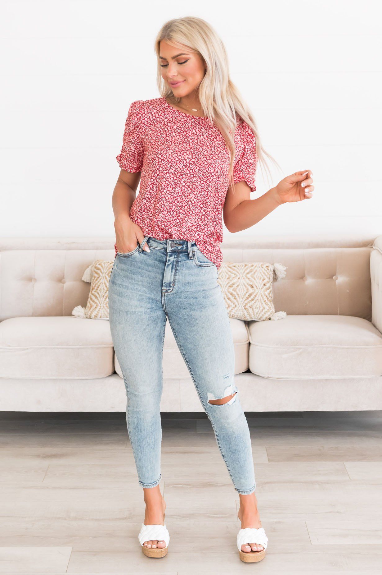 Darling Smile Ruche Sleeve Top