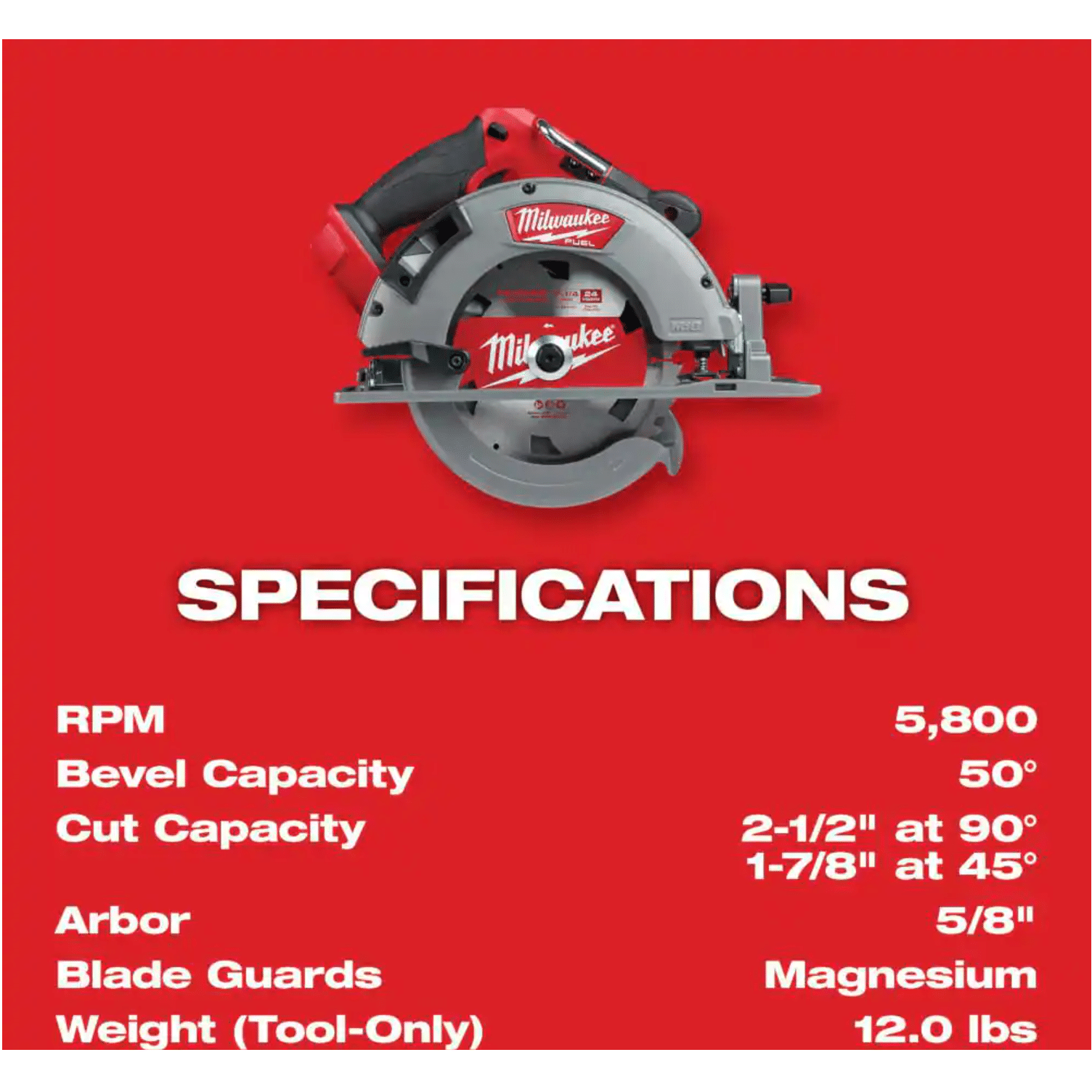 Milwaukee M18 FUEL 18-Volt Lithium-Ion Brushless Cordless 7-1/4 in. Circular Saw， Tool-Only (2732-20)