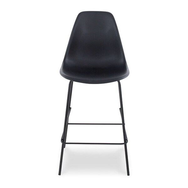 Mira 25 Inch Counter Height Stool， Set of 2， Bucket Seat， Black Metal Frame