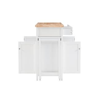 Linon Home Decor Larson White Kitchen Cart with Storage and Built-in Towel Bar THD01928