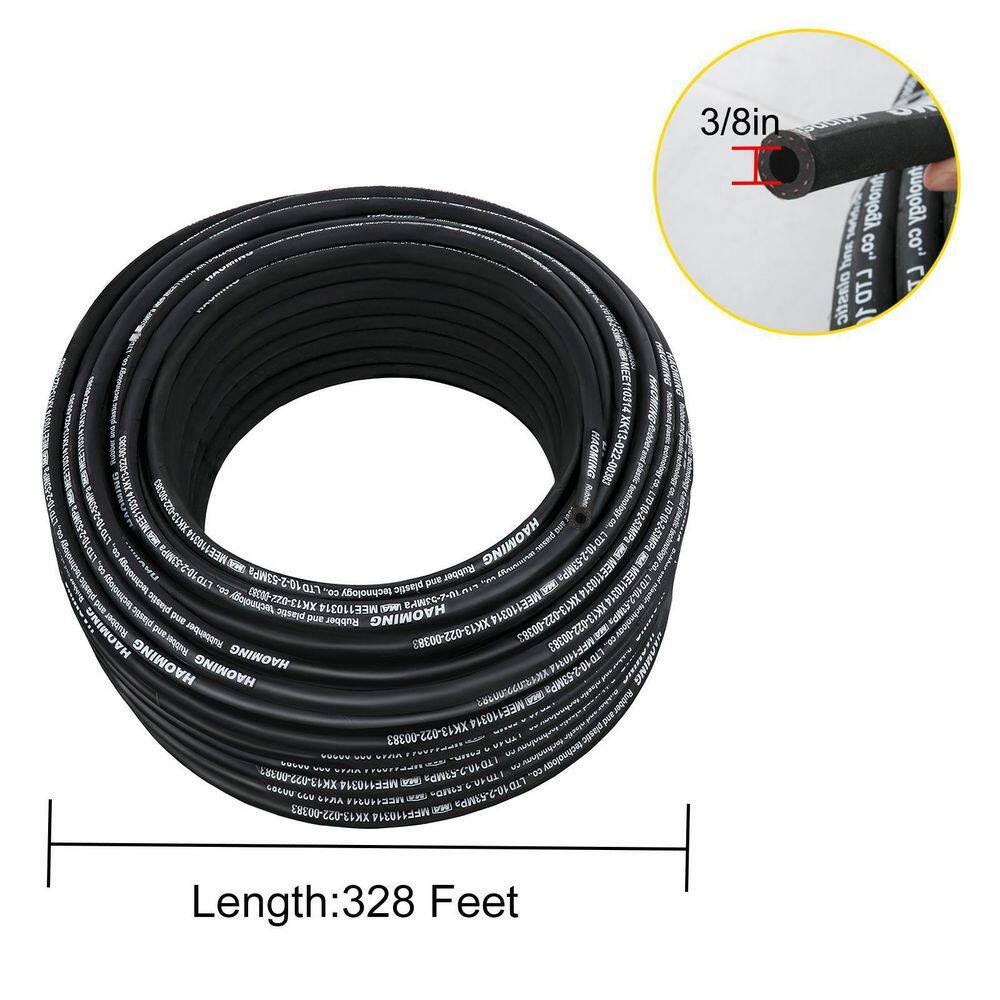 VEVOR Hydraulic Hose 328 ft. Rubber Hydraulic Hoses 38 in. 5000 PSI with 2 High-Tensile Steel Wire Braid 40 F to 250 F 00PSIHFSUMIYF3QDMV0