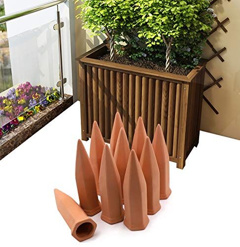 FAMILy Plant Watering Stakes10 Pack Automatic Plant Waterers for Vacations, Plant Watering Devices Terracotta Self Watering Spikes for Wine Bottles Great Plant Nanny for Indoor & Outdoor Plants