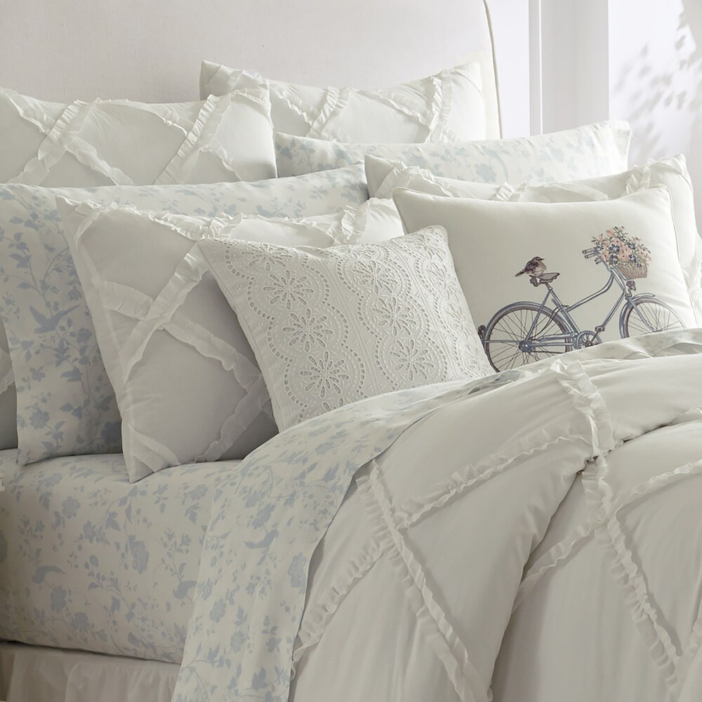 Laura Ashley Adelina White Cotton Comforter Set