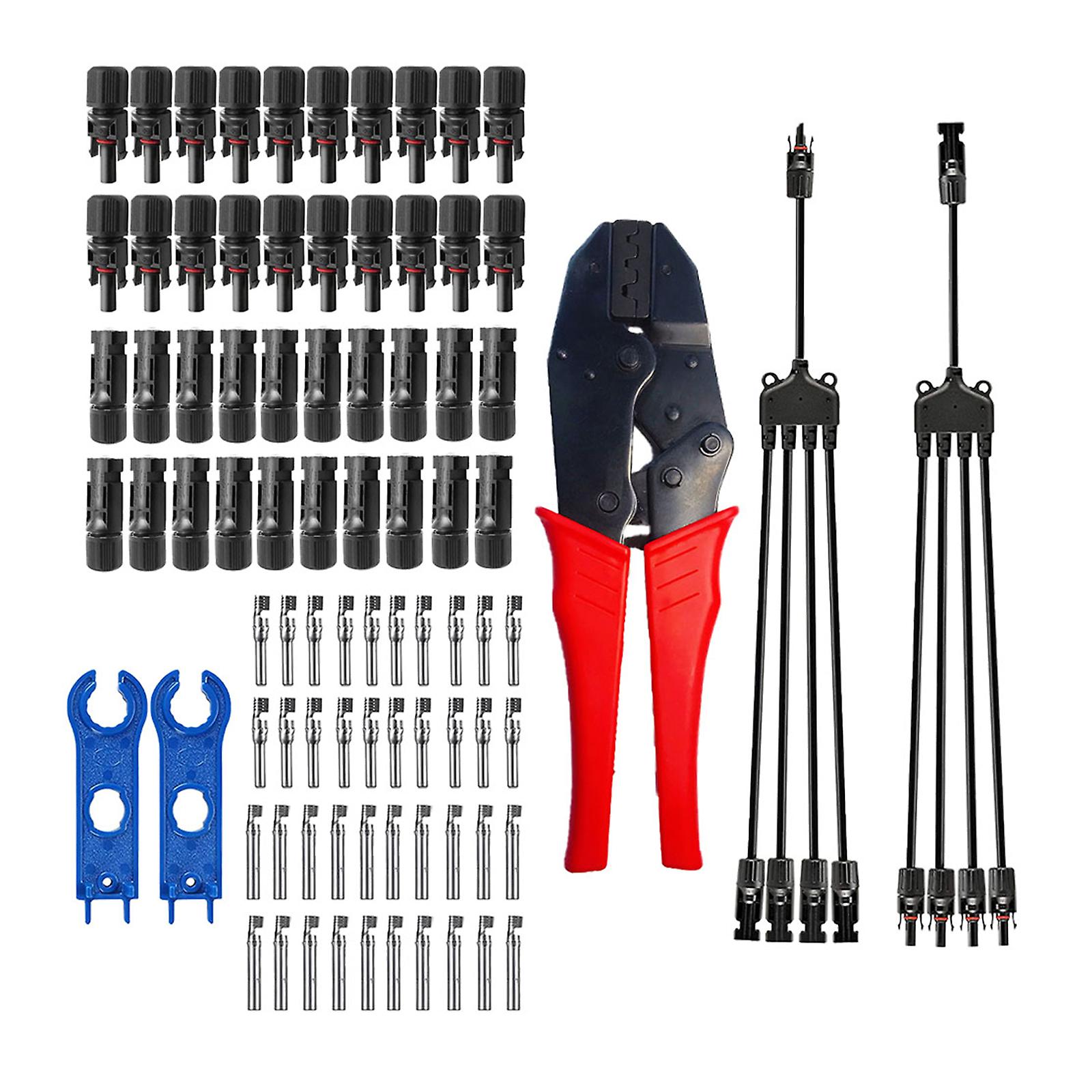 5/10/20 Pairs Connectors， 1 Pairs Spanner， 1 Pairs 1 To 4 Branch Y Type Branch Connector， Crimping Pliers，