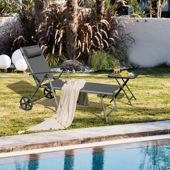 Costway 72450813 Adjustable Patio Folding Chaise L...