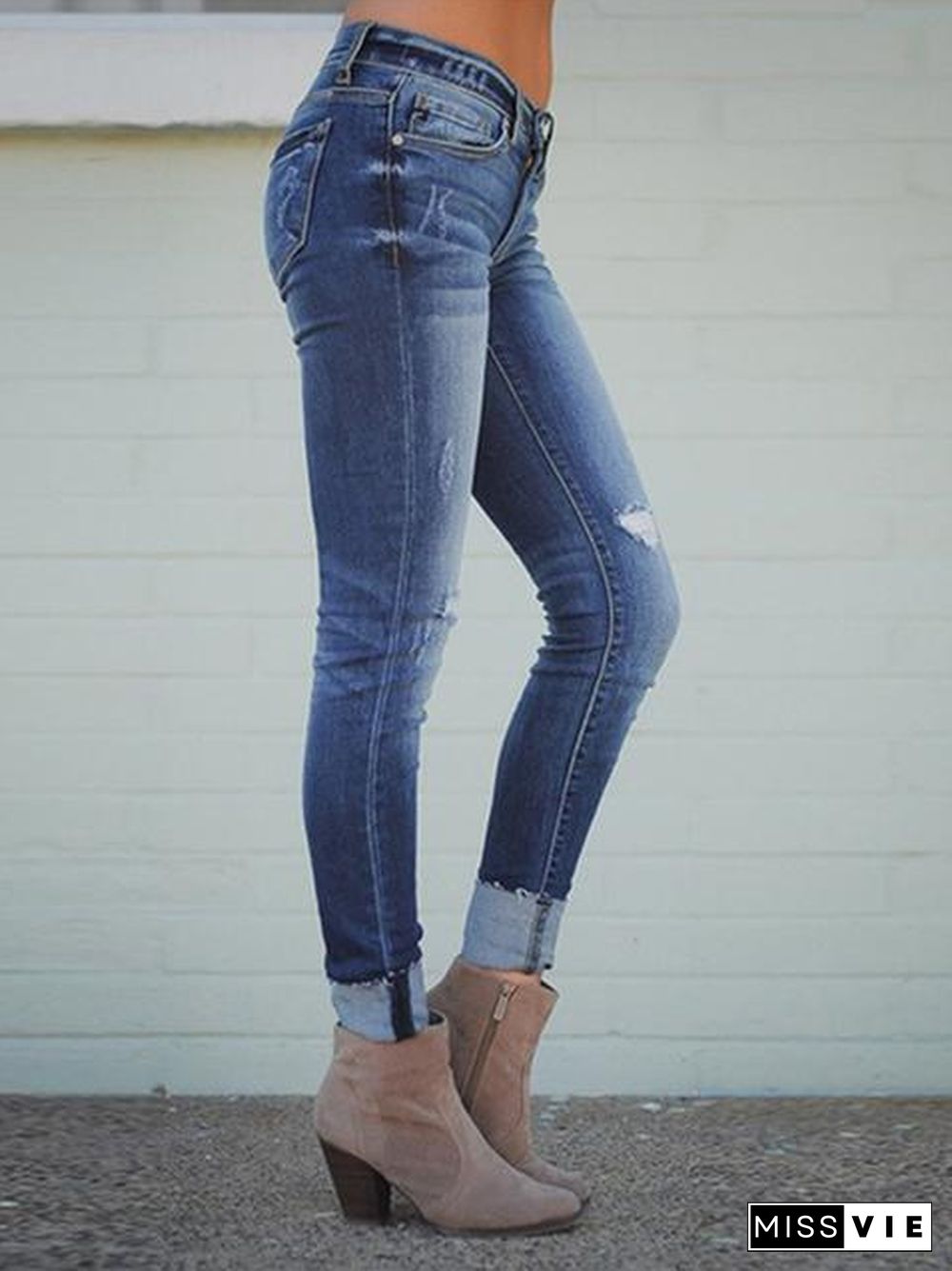 Cuffed Skinny Fit Jeans