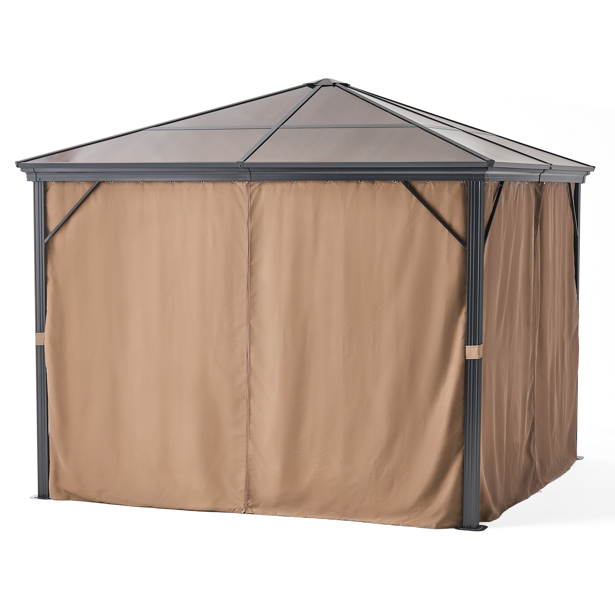 Bali Outdoor 10 x 10 Foot Aluminum Framed Hardtop Gazebo with Curtains