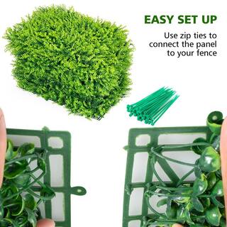 WELLFOR 12-Piece 24 in. L x 16 in. W x 3 in. H PE Garden Fence Artificial Eucalyptus Hedge Plant Privacy Fence Panels OP-HPY-70778