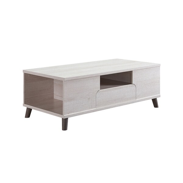 Furniture of America Mankx Mid-Century White 47-inch 3-shelf Coffee Table