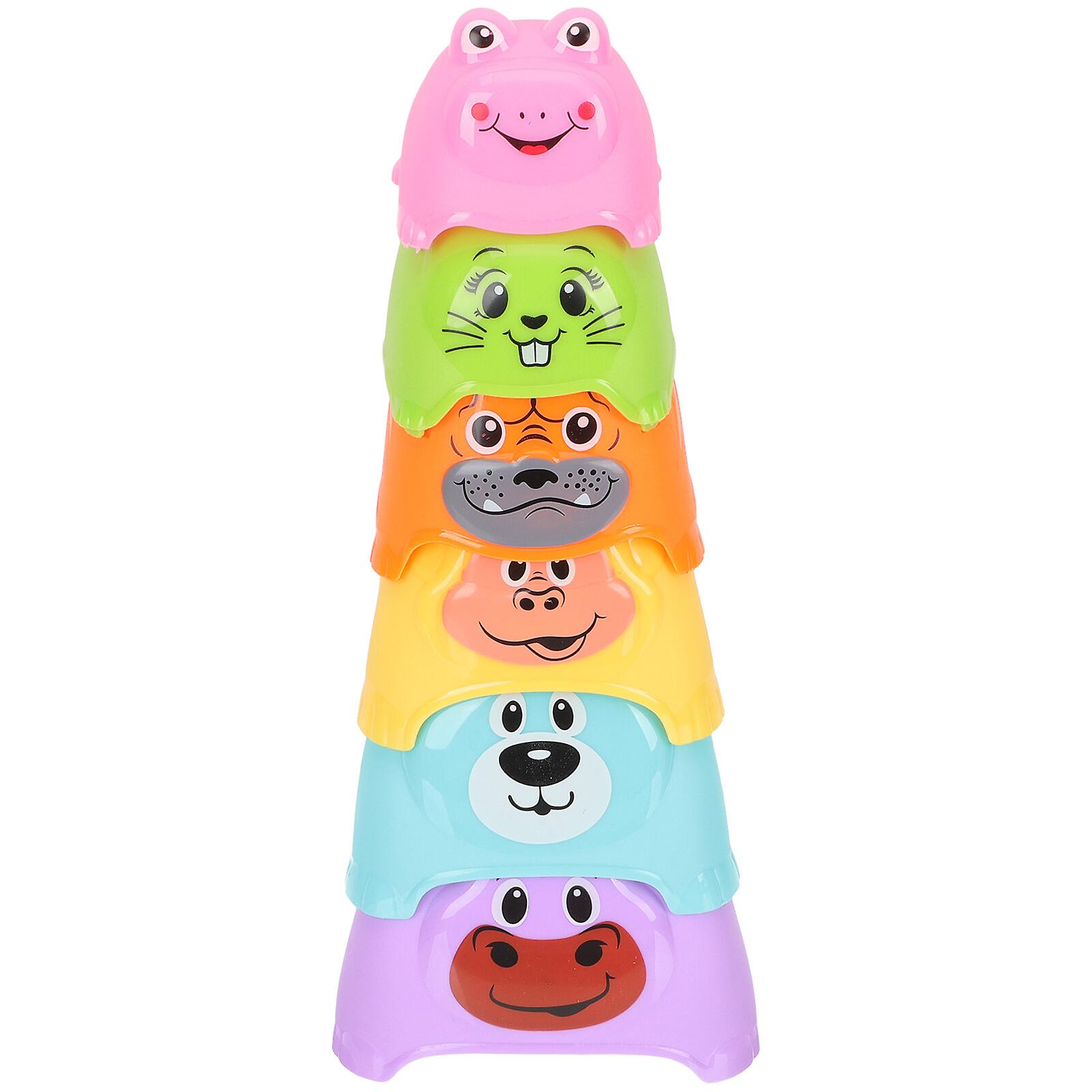 1 Set Of Stacking Cups Baby Nesting Cups Cartoon Animal Stacking Cups Interactive Kids Playthings