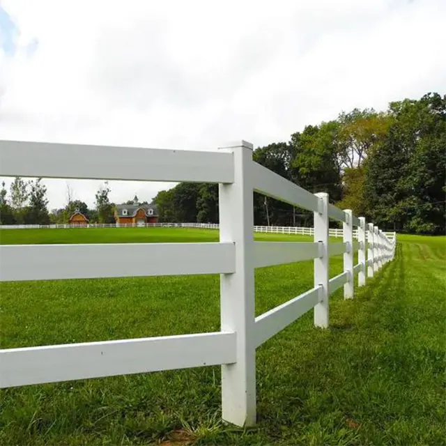 High quality 3 rails pvc no climb  horse fence for ranch