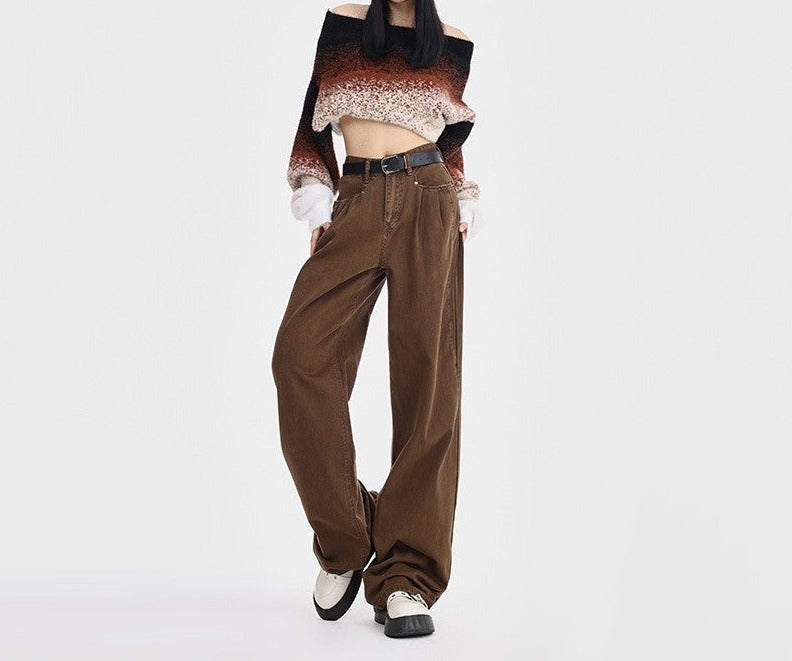 Straight Loose All-match High Waist Wide Leg Pants For Women