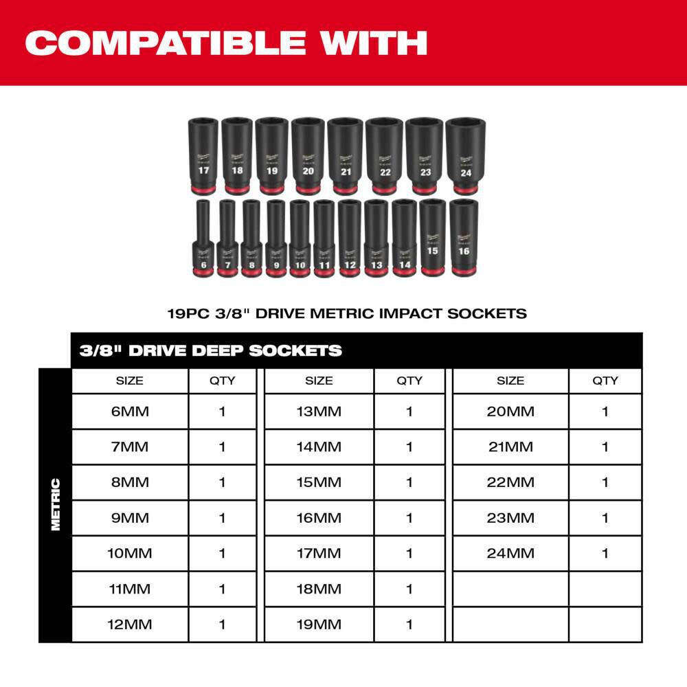 Milwaukee SHOCKWAVE Impact Duty Socket 3/8 Dr 19pc Tray Only 49-66-6831 from Milwaukee