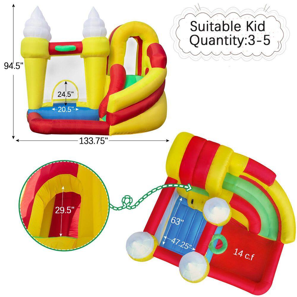 Nyeekoy Inflatable Bounce House Ice Cream Jumping Castle with Math Monkey Educational Toys HB28G4383-T01