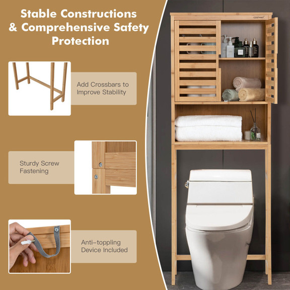 Costway 71824936 Bamboo Over The Toilet Storage Ca...