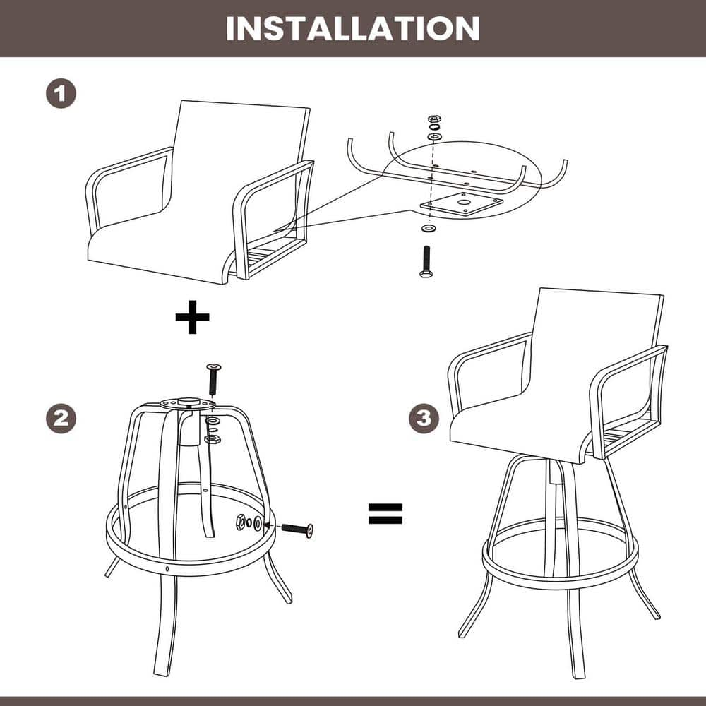 Pellebant Swivel Aluminum Outdoor Bar Stool in Brown (2-Pack) PB-ST008BRN-2