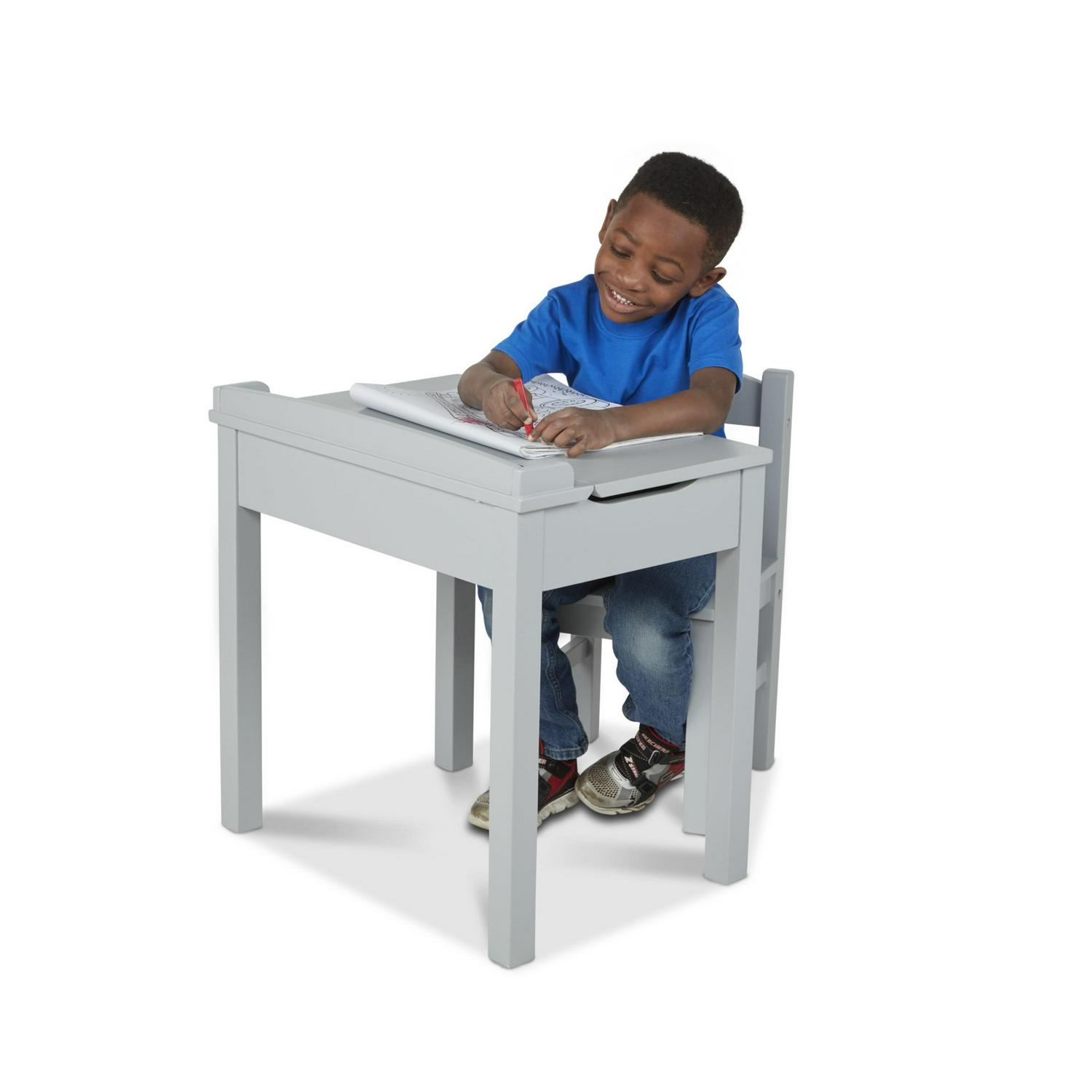 Melissa and Doug Wooden Lift-Top Desk and Chair  Gray