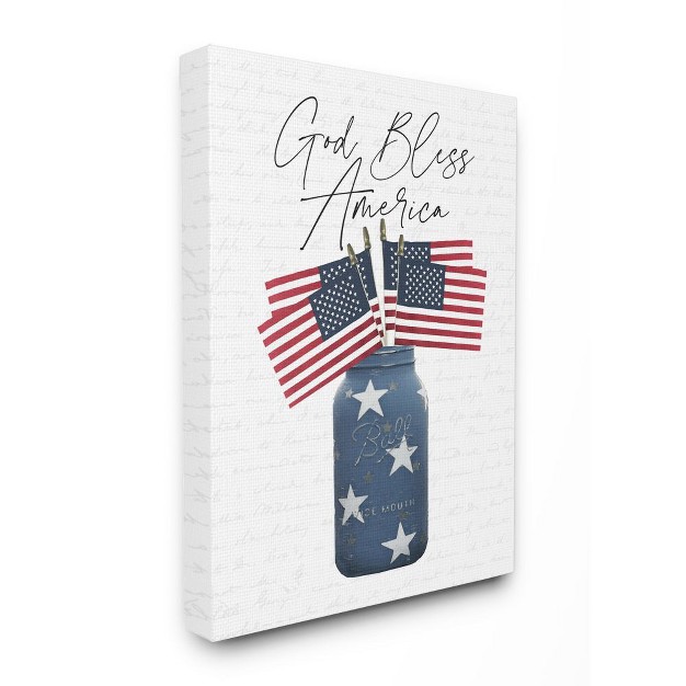 Stupell Industries Patriotic God Bless America Country Quote Jar Flags