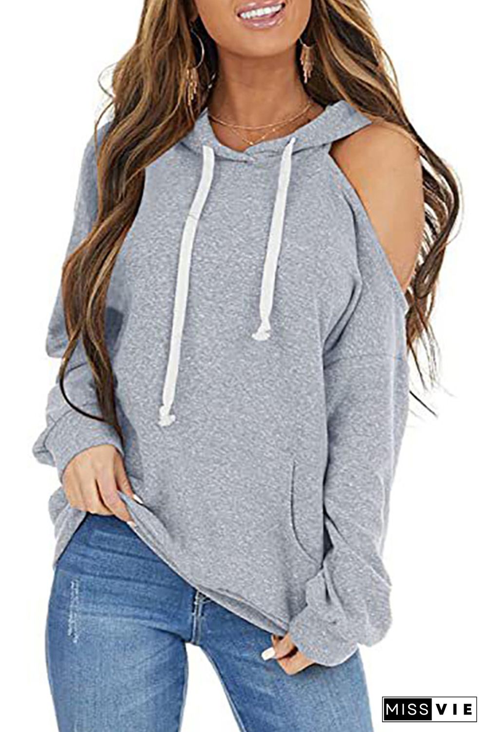 Solid One Shoulder Hoodie Women Wholesale