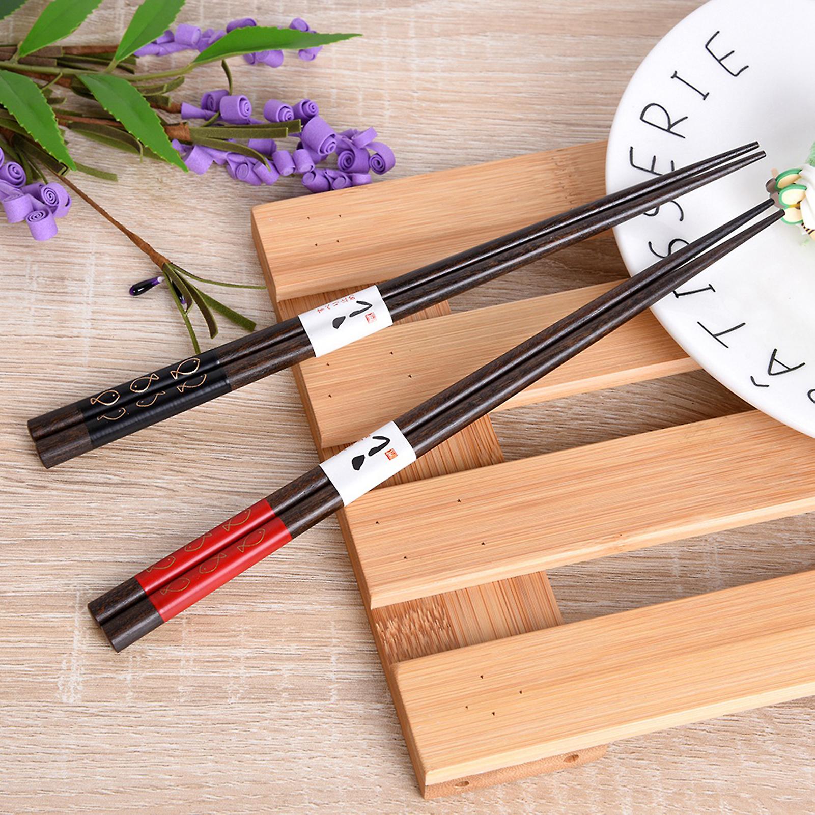 2pair/ Set Washable Durable Wooden Chopstick Household Hotel Wedding Gift(fish)