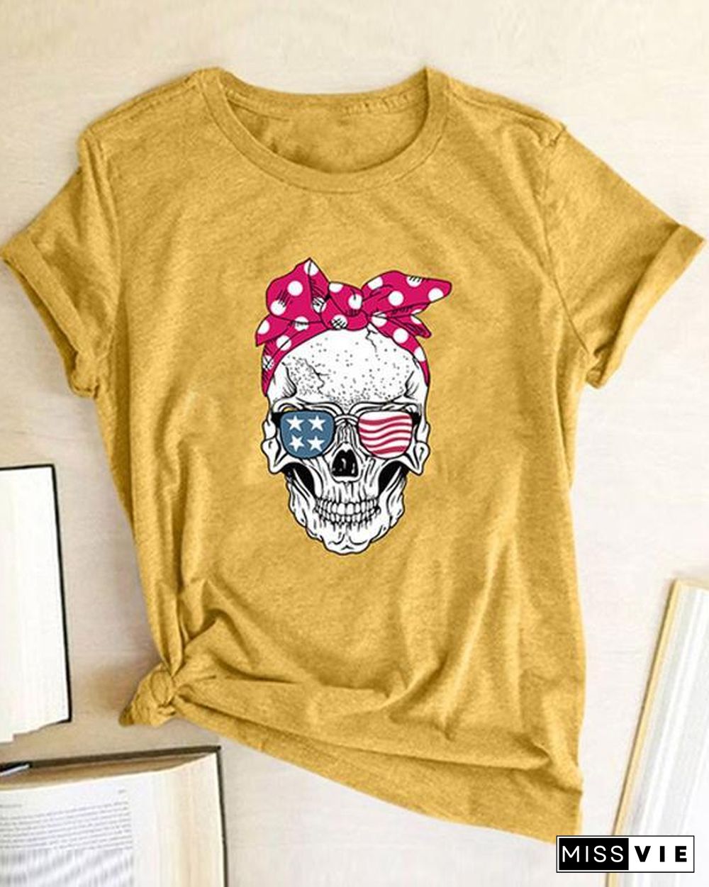 Skull Women Printed Daily T Shirt Tee