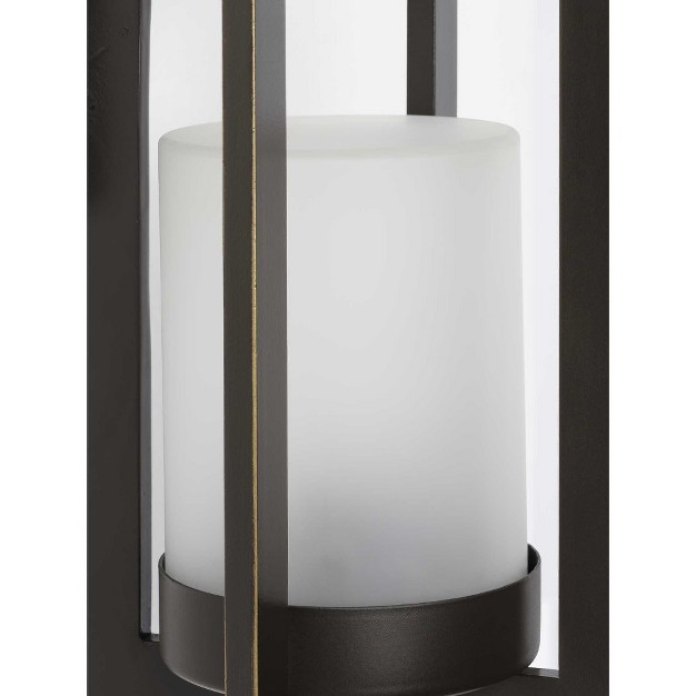 Progress Lighting Janssen 1 light Wall Lantern In Oil Rubbed Bronze With Etched Glass Shade