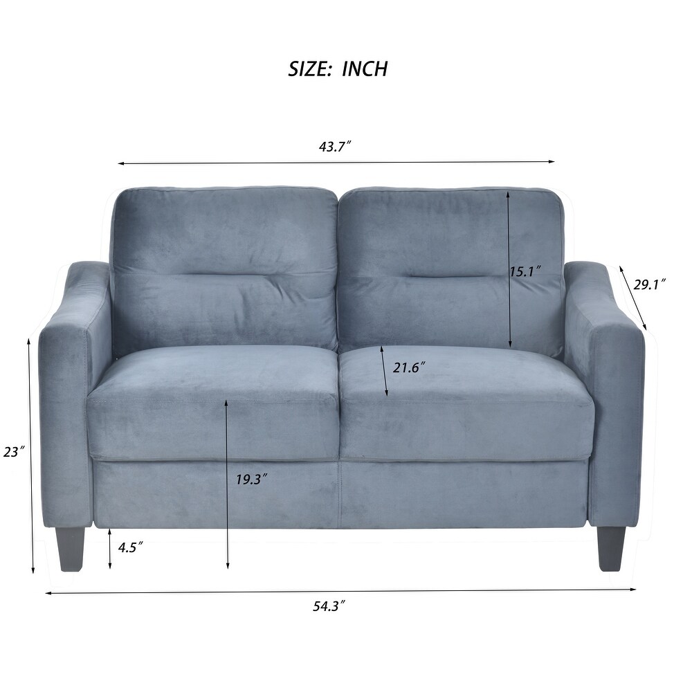 3 Seater/ Loveseat/ Single Sofa Chairs  Linen Fabric Upholstered Couch with Removable Cushions for Living Room  Blue Grey