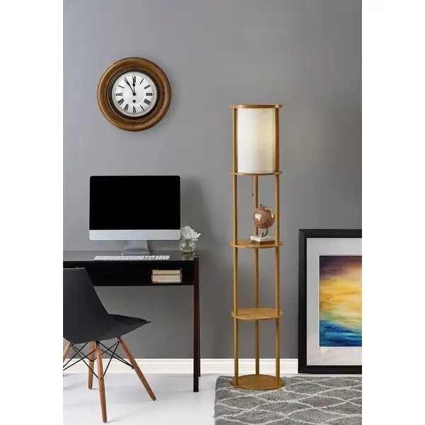 Adesso 62-inch Round Stewart Shelf Floor Lamp