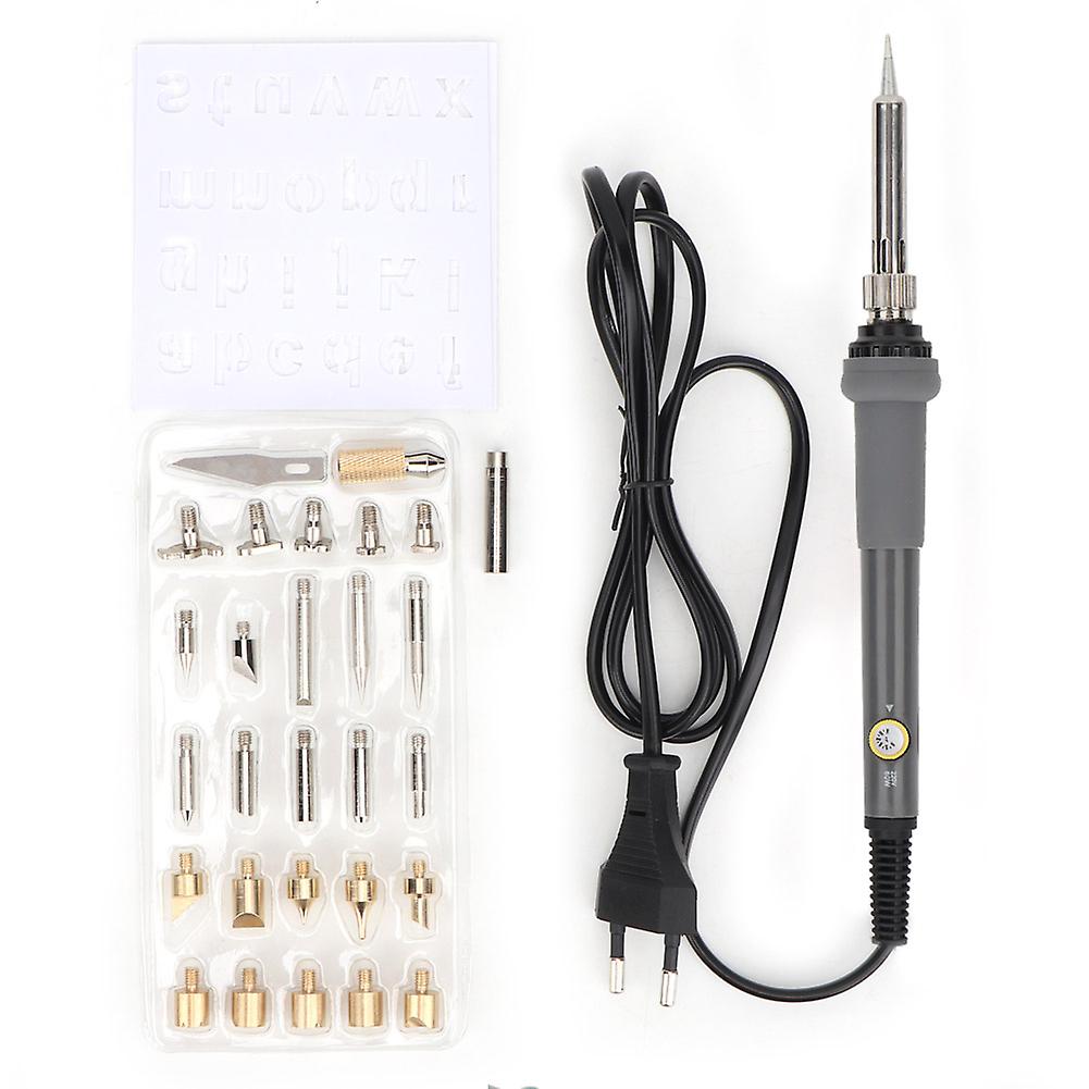 Adjustable Temperature Electric Iron Painting Tool Set With 27 Iron Tips Gray Eu Plug 220v