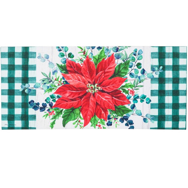 Christmas Merry amp Bright Poinsettia Mat 1 Mat Insert 25 Inches Sassafras Floral Christmas 431886 Rubber Green