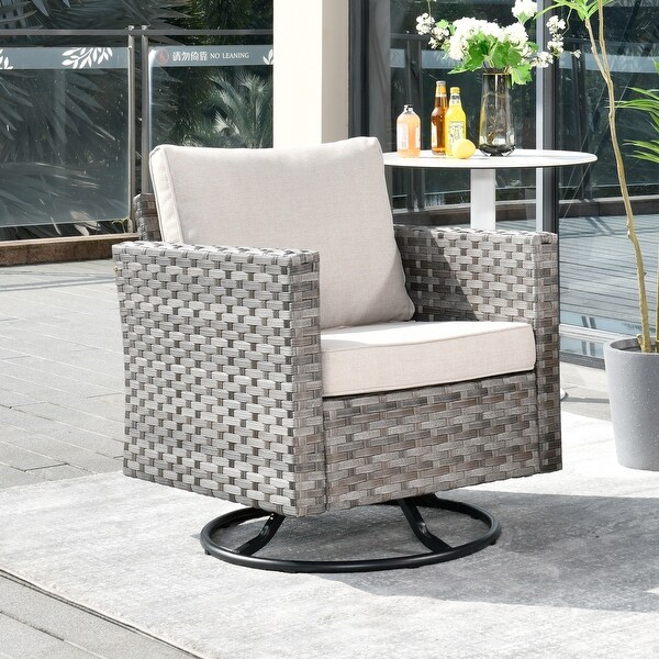 OVIOS Swivel Rocking Wicker Chair