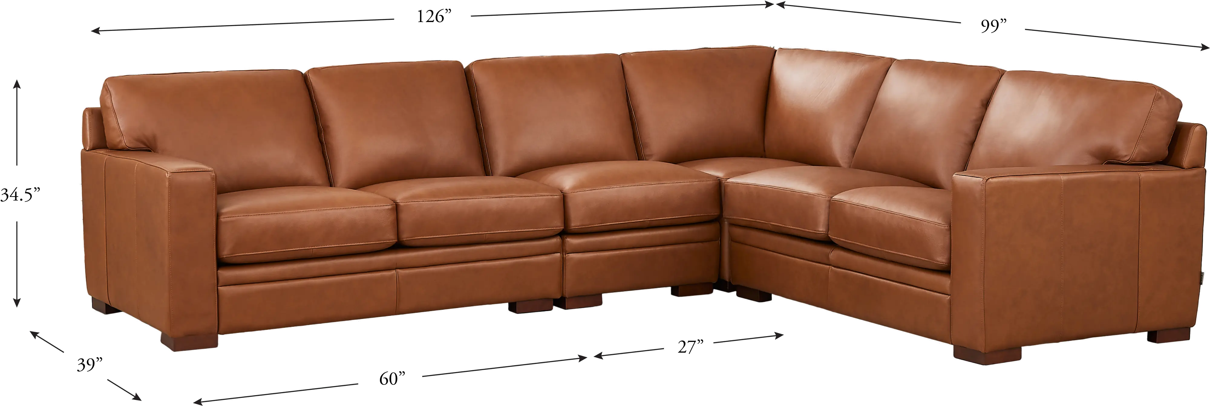 Chatsworth Brown Leather 4 Piece Sectional